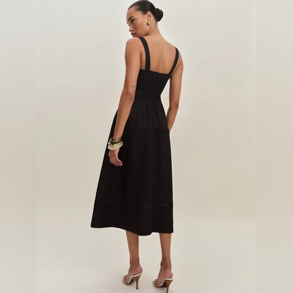 NEW Reformation Everett Sleeveless Linen Embroidered Midi Dress | US 6 UK 10 - Picture 3 of 13